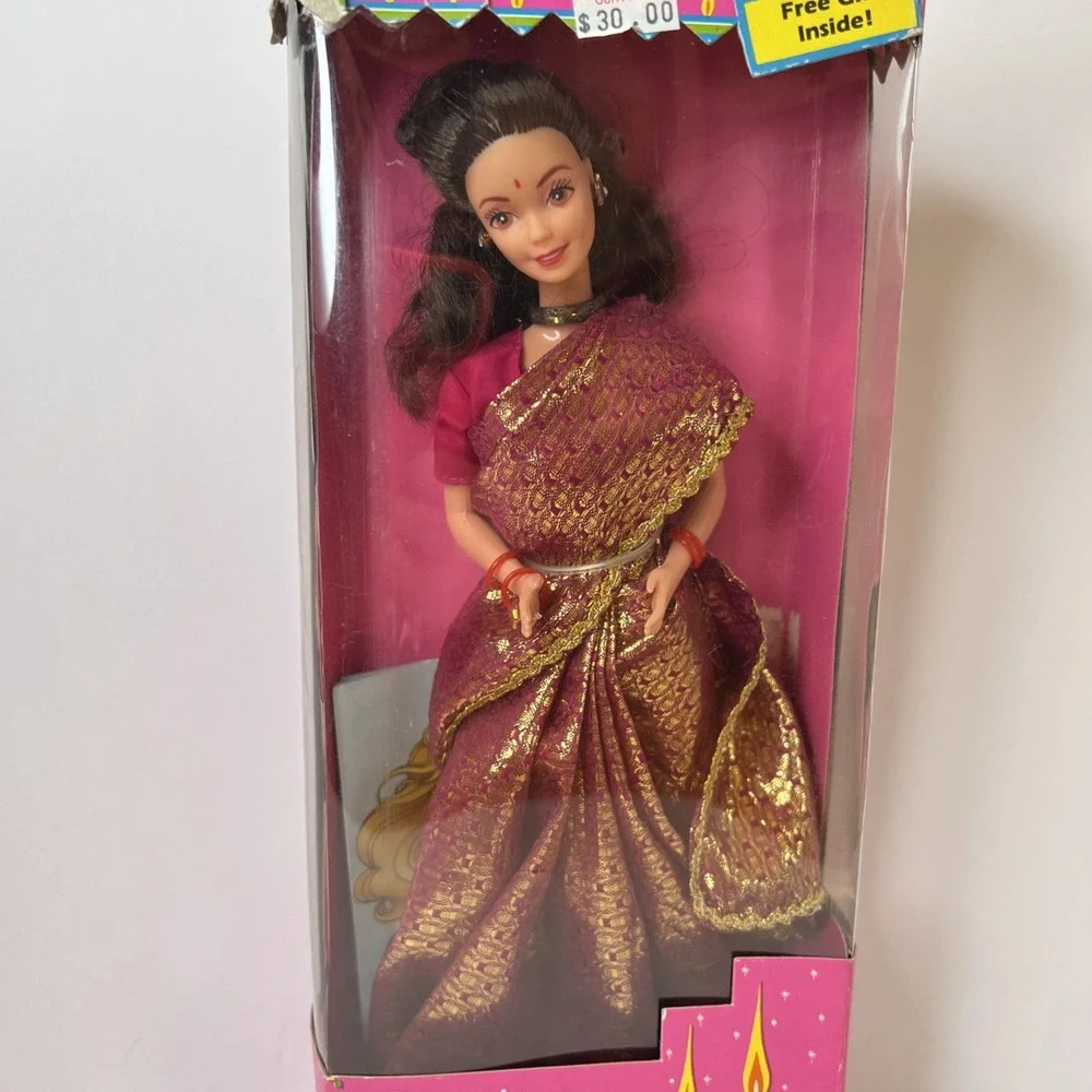 1993 Barbie in India Purple Gold Sari Mattel India NIB Vintage Box Damage